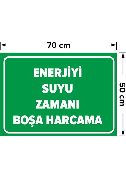 Enerjiyi Suyu Boşa Harcama Levhası - Dekote Malzeme 50X70 cm