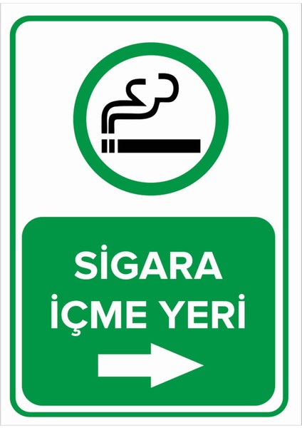 Sigara Içme Yeri Sağ Ok Levhası - Dekote Malzeme 35X50 cm