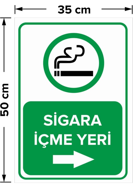 Sigara Içme Yeri Sağ Ok Levhası - Dekote Malzeme 35X50 cm