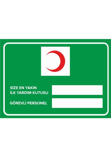 NewJargon Size En Yakın Yardım Kutusu Levhası - Dekote Malzeme 35X50 cm