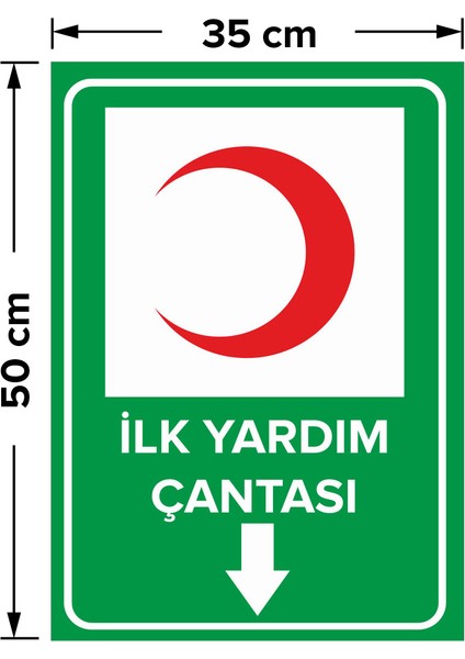 NewJargon Ilk Yardım Çantası Aşağı Ok Levhası - Dekote Malzeme 35X50 cm