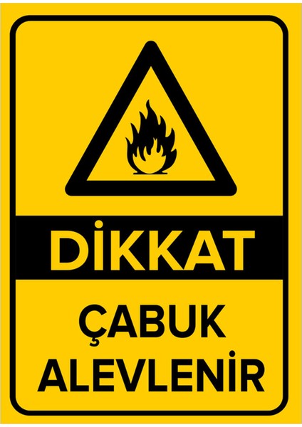Dikkat Çabuk Alevlenir Levhası - Dekote Malzeme 35X50 cm