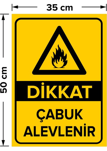 Dikkat Çabuk Alevlenir Levhası - Dekote Malzeme 35X50 cm fiyatları