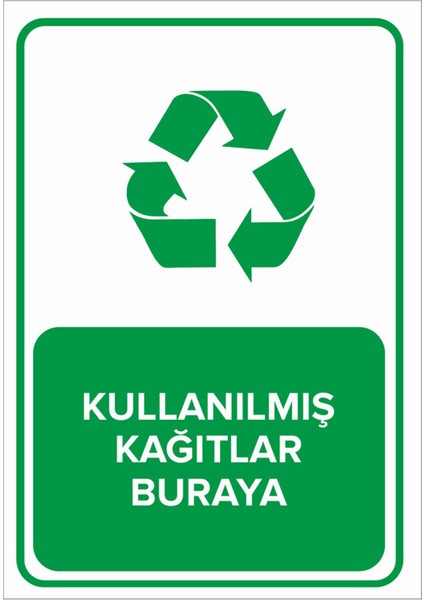 Kullanılmış Kağıtlar Buraya Levhası - Dekote Malzeme 25X35 cm