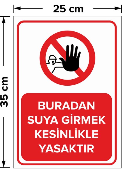 Buradan Suya Girmek Kesinlikle Yasaktır Levhası - Dekote Malzeme 25X35 cm