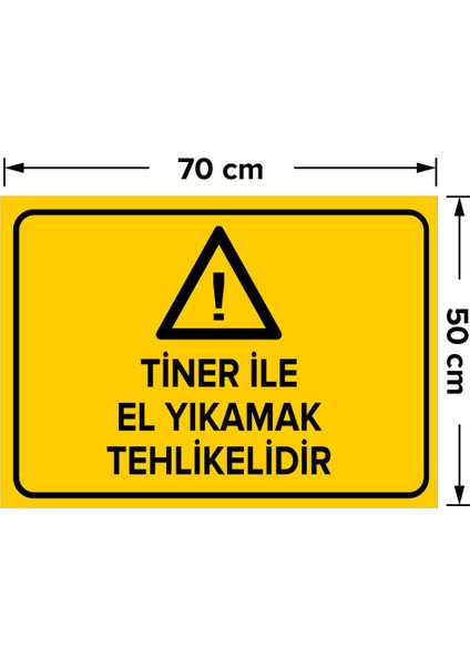 Tiner Ile El Yıkamak Tehlikelidir Levhası - Dekote Malzeme 50X70 cm fiyatları
