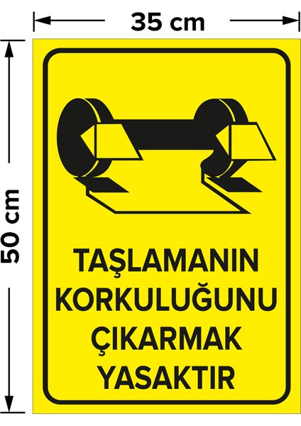Taşlamanın Korkuluğunu Çıkarmak Yasaktır Levhası - Dekote Malzeme 35X50 cm