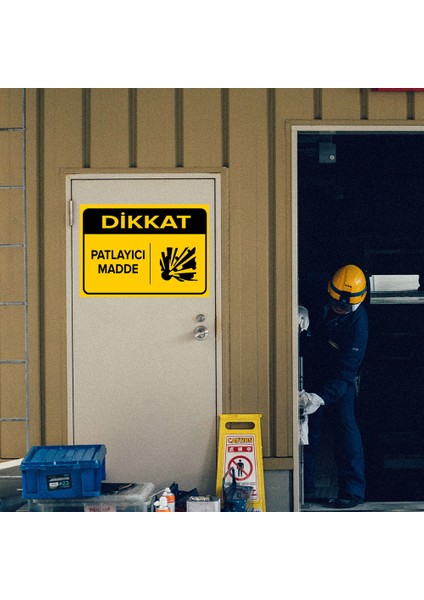 Dikkat Patlayıcı Madde Levhası - Dekote Malzeme 25X35 cm