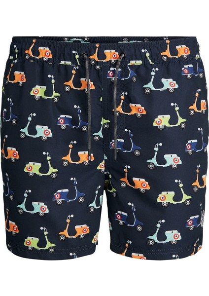 Normal Desenli Lacivert Erkek Şort