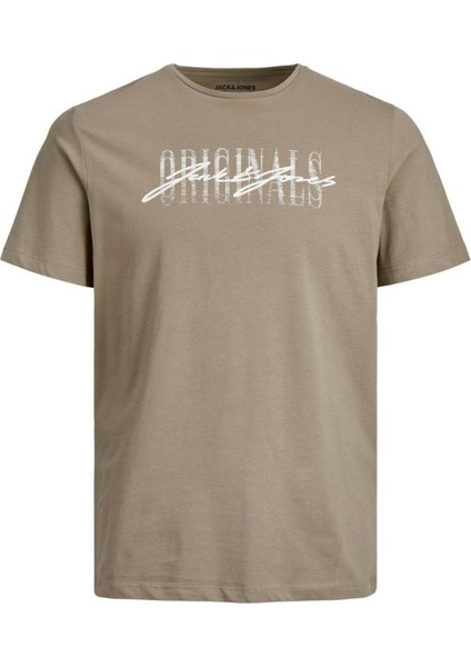 O Yaka Regular Fit Baskılı Kahve Erkek T-Shirt - 12205957_Jorjungle Script Tee