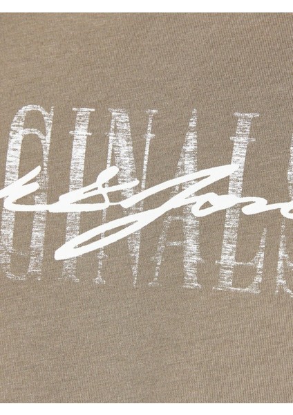 O Yaka Regular Fit Baskılı Kahve Erkek T-Shirt - 12205957_Jorjungle Script Tee