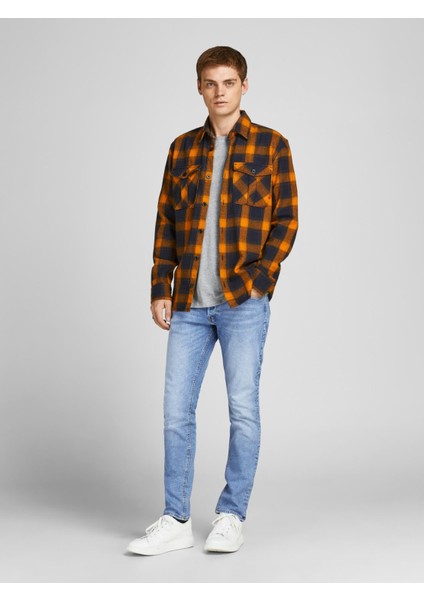 12203510_Jjiglenn Jjoriginal Mf 030 Düşük Bel Skinny Fit Düz Erkek Denim Pantolon