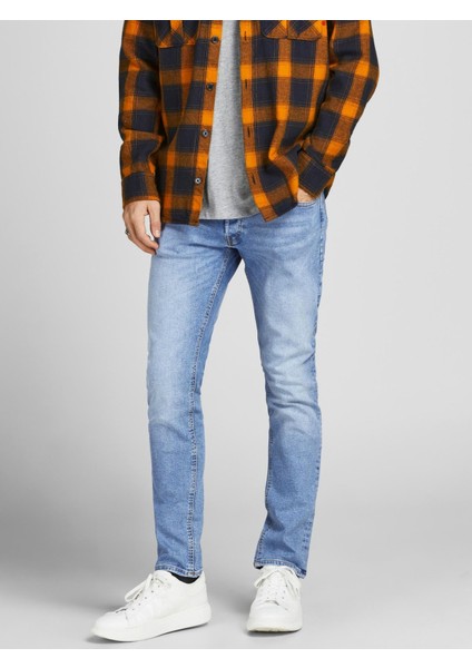 12203510_Jjiglenn Jjoriginal Mf 030 Düşük Bel Skinny Fit Düz Erkek Denim Pantolon modelleri