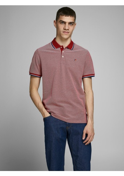 Jack & Jones 12169064_Jprbluwin Polo SsPolo Yaka Regular Fit Düz Koyu KırmızıErkek T-Shirt