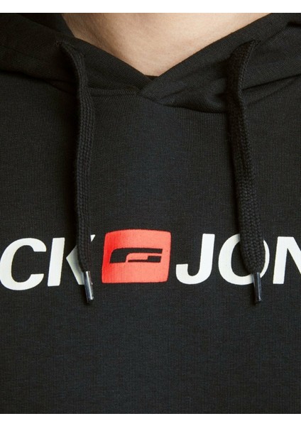 Hood Corp Old Logo Erkek Siyah Kapüşonlu Sweatshirt