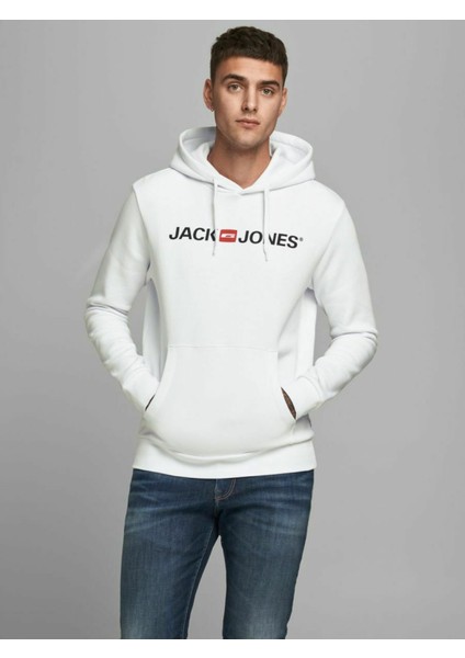 Hood Corp Old Logo Erkek Beyaz Kapüşonlu Sweatshirt