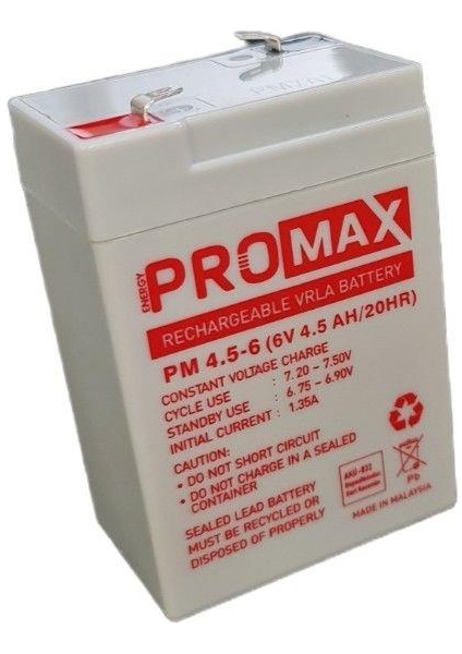 Energy Promax 6VOLT 4.5AMPER Akü 6V 4.5AH