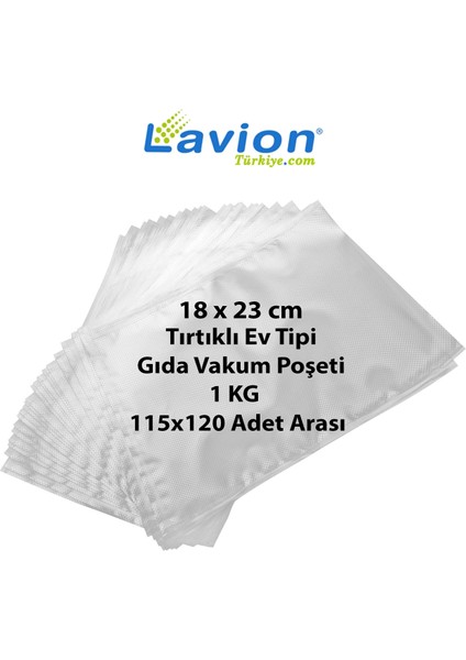 18X23 cm Ev Tipi Tırtıklı Gıda Vakum Poşeti -1kg