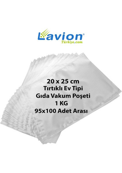 20X25 cm Ev Tipi Tırtıklı Gıda Vakum Poşeti -1kg