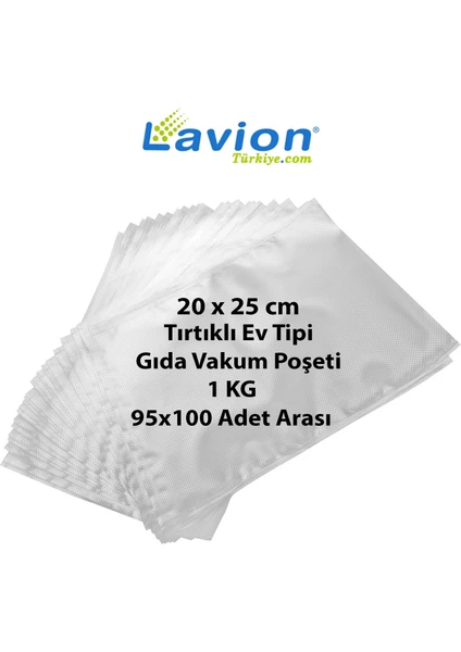 20X25 cm Ev Tipi Tırtıklı Gıda Vakum Poşeti -1kg