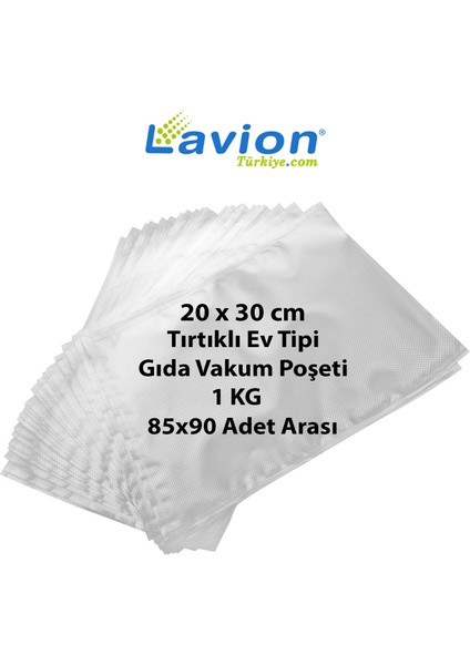 20X30 cm Ev Tipi Tırtıklı Gıda Vakum Poşeti-1 kg