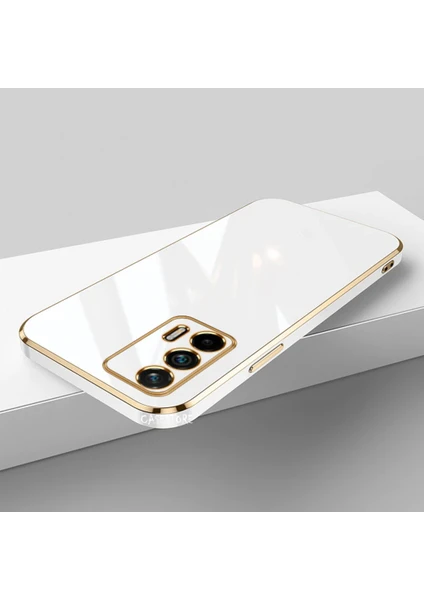 MTK Moveteck Xiaomi Redmi 9t Uyumlu Kılıf Kamera Korumalı Parlak Gold Kenarlı Yumuşak Silikon Kapak