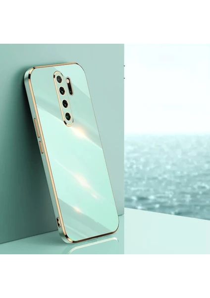 MTK Moveteck Xiaomi Redmi Note 8 Pro Kılıf Kamera Korumalı Parlak Gold Kenarlı Yumuşak Renkli Silikon Kapak