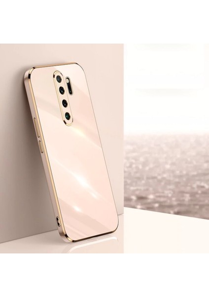 Xiaomi Redmi Note 8 Pro Kılıf Kamera Korumalı Parlak Gold Kenarlı Yumuşak Renkli Silikon Kapak