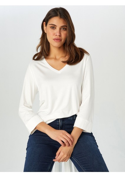 V Yaka Truvakar Kol T-Shirt 00014 modelleri
