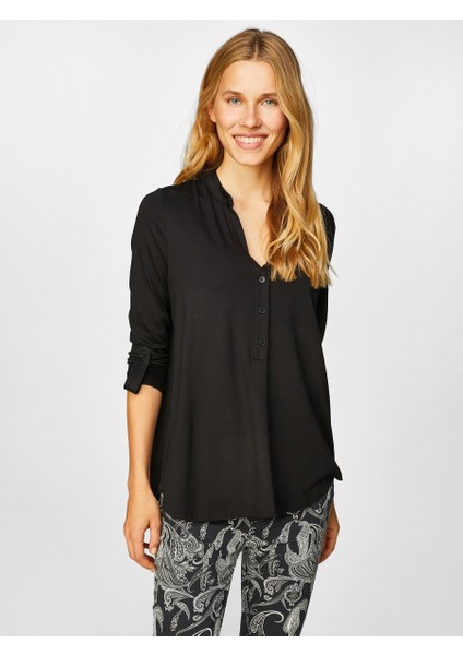 Kaçık Yaka Uzun Kollu T-Shirt 00015