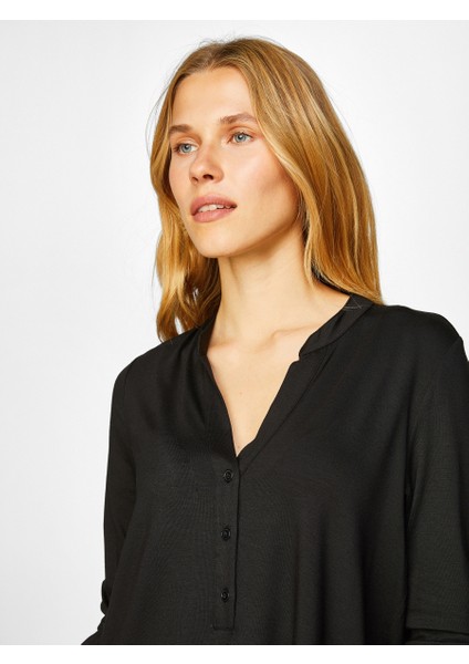 Kaçık Yaka Uzun Kollu T-Shirt 00015 indirimleri