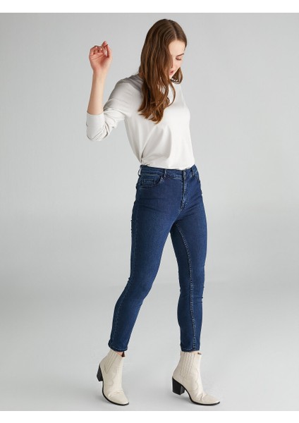 Yüksek Bel Bilek Boy Skinny Jean Pantolon 00030