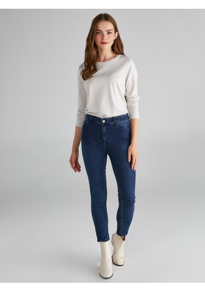 Yüksek Bel Bilek Boy Skinny Jean Pantolon 00030