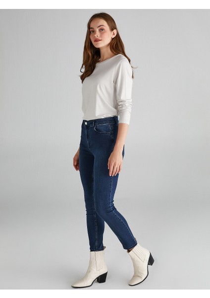 Yüksek Bel Bilek Boy Skinny Jean Pantolon 00030