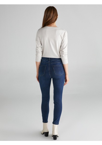 Yüksek Bel Bilek Boy Skinny Jean Pantolon 00030
