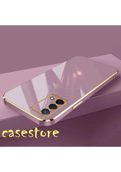 Oppo A74 Kılıf Kamera Korumalı Parlak Gold Detay Kenarlı Yumuşak Renkli Silikon Kapak