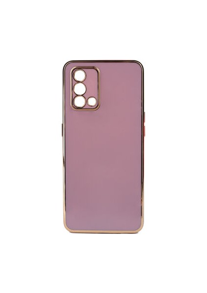 Oppo A74 Kılıf Kamera Korumalı Parlak Gold Detay Kenarlı Yumuşak Renkli Silikon Kapak