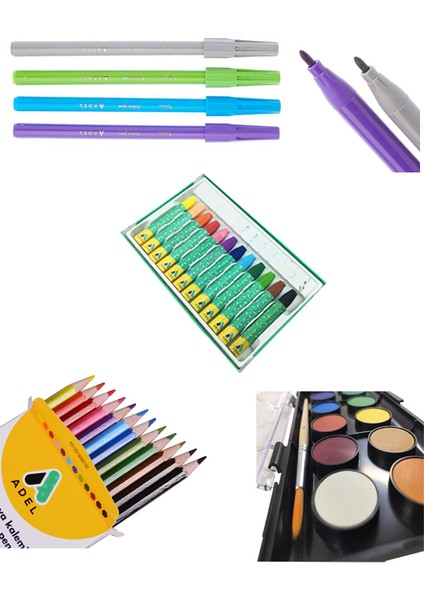 4'lü Boya Seti Resim Defteri Kuru - Sulu - Pastel - Keçeli Boya fiyatları