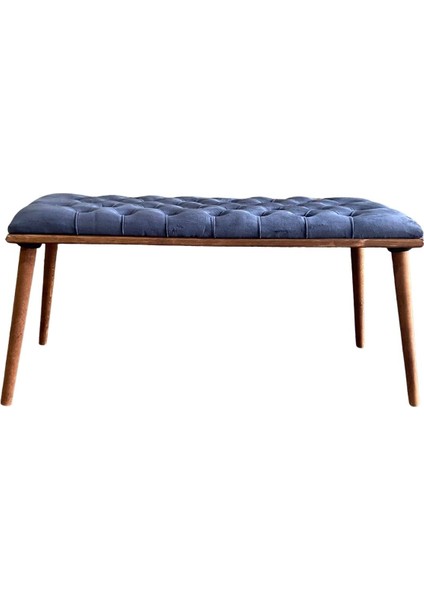 Antrasit Mavi Kapitone Bench Puf