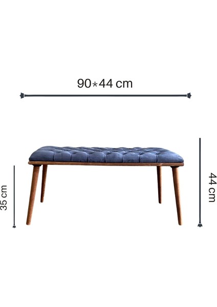 Antrasit Mavi Kapitone Bench Puf