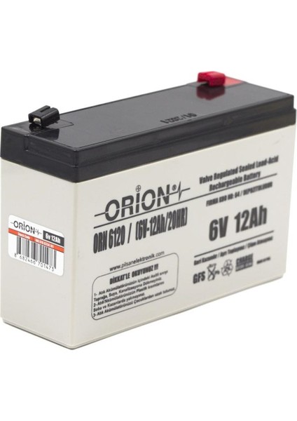 ORN6120 6V 12AH BakıMsiz Kuru Akü fiyatları