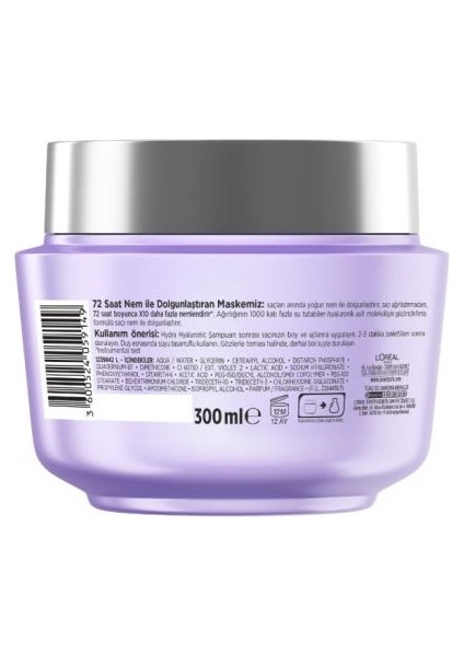 L'oréal Paris Elseve Hydra [hyaluronic] 72 Saat Nem ile Dolgunlaştıran Maske 300ML