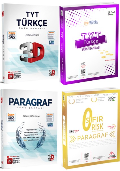 Tyt Türkçe Paragraf Soru Bankası Seti Üç Dört Beş ve 3D Yayınları