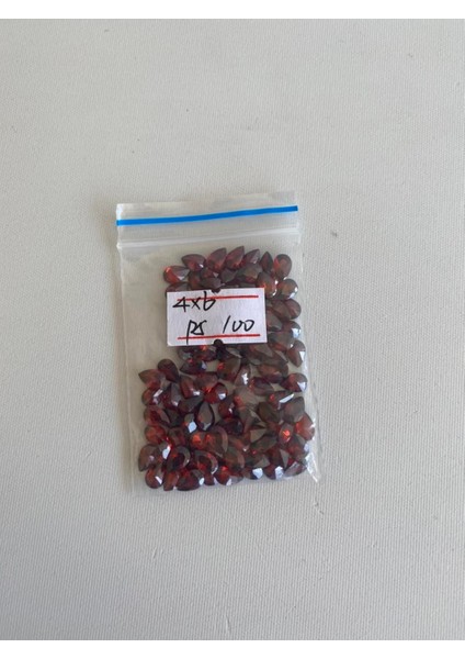 Armut Kesim Sentetik Taş 4X6MM 100 Adet Kırmızı