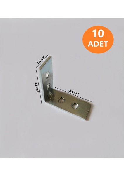 10 Adet 1.5x3.5 Mobilya Dolap Köşe Bağlantı L Demir Gönye Sabitleme