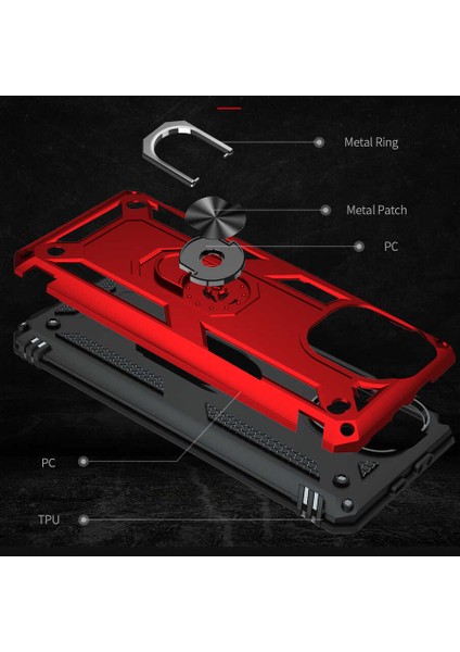 Xiaomi Mi 11 Lite Kılıf Vega Tank Sert Yüzüklü Standlı Zırh Koruma Kapak