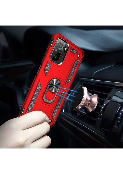 Xiaomi Redmi Note 10 Kılıf Vega Tank Sert Yüzüklü Standlı Zırh Koruma Kapak