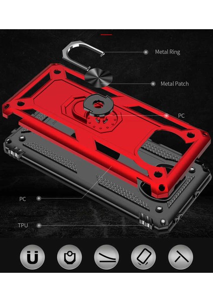 Xiaomi Poco X3 Kılıf Vega Tank Sert Yüzüklü Standlı Zırh Koruma Kapak