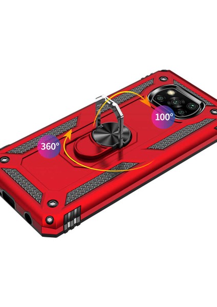Xiaomi Poco X3 Kılıf Vega Tank Sert Yüzüklü Standlı Zırh Koruma Kapak