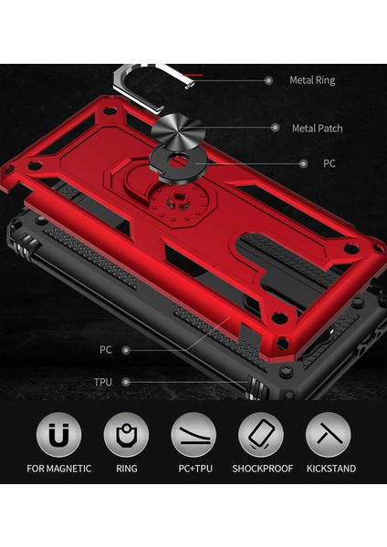 Xiaomi Redmi 9 Kılıf Vega Tank Sert Yüzüklü Standlı Zırh Koruma Kapak indirimleri